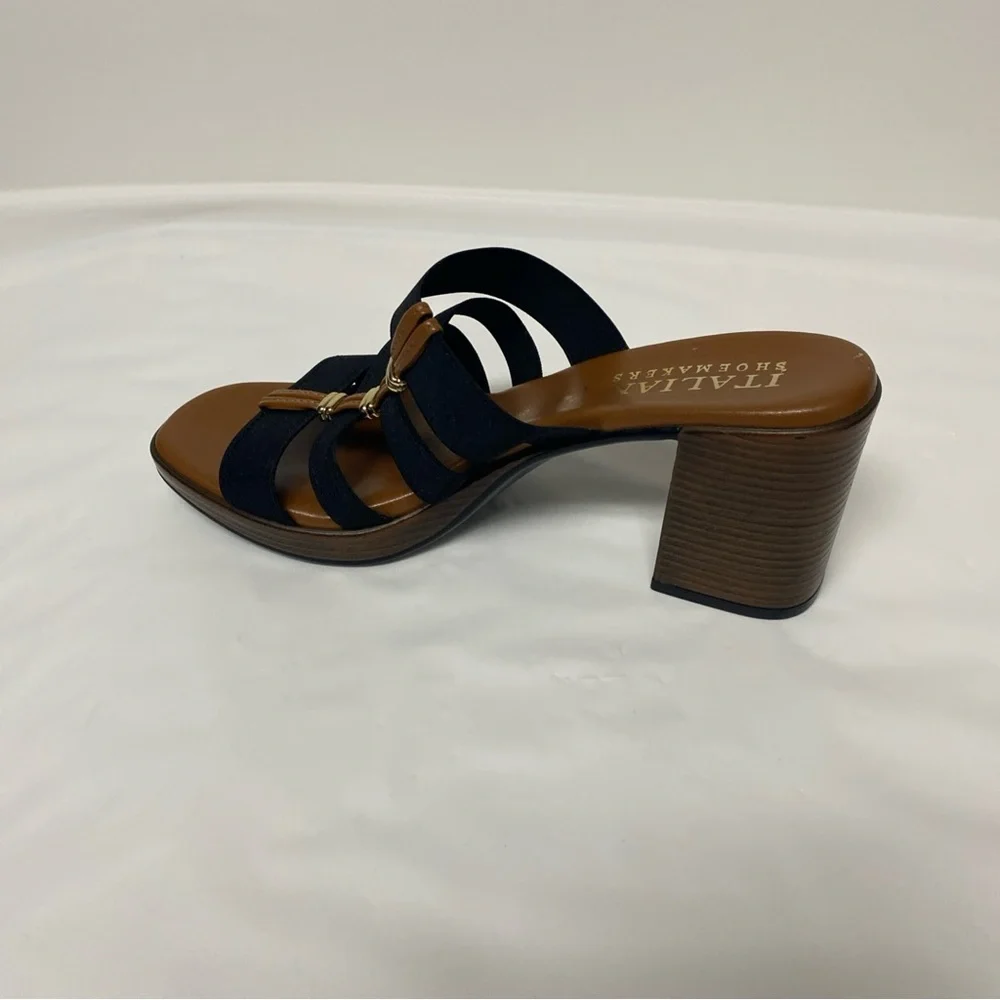 Italian Shoemakers Women's Black Slip On Sandals Black Block Heels Size 9.5 - Picture 3 of 5